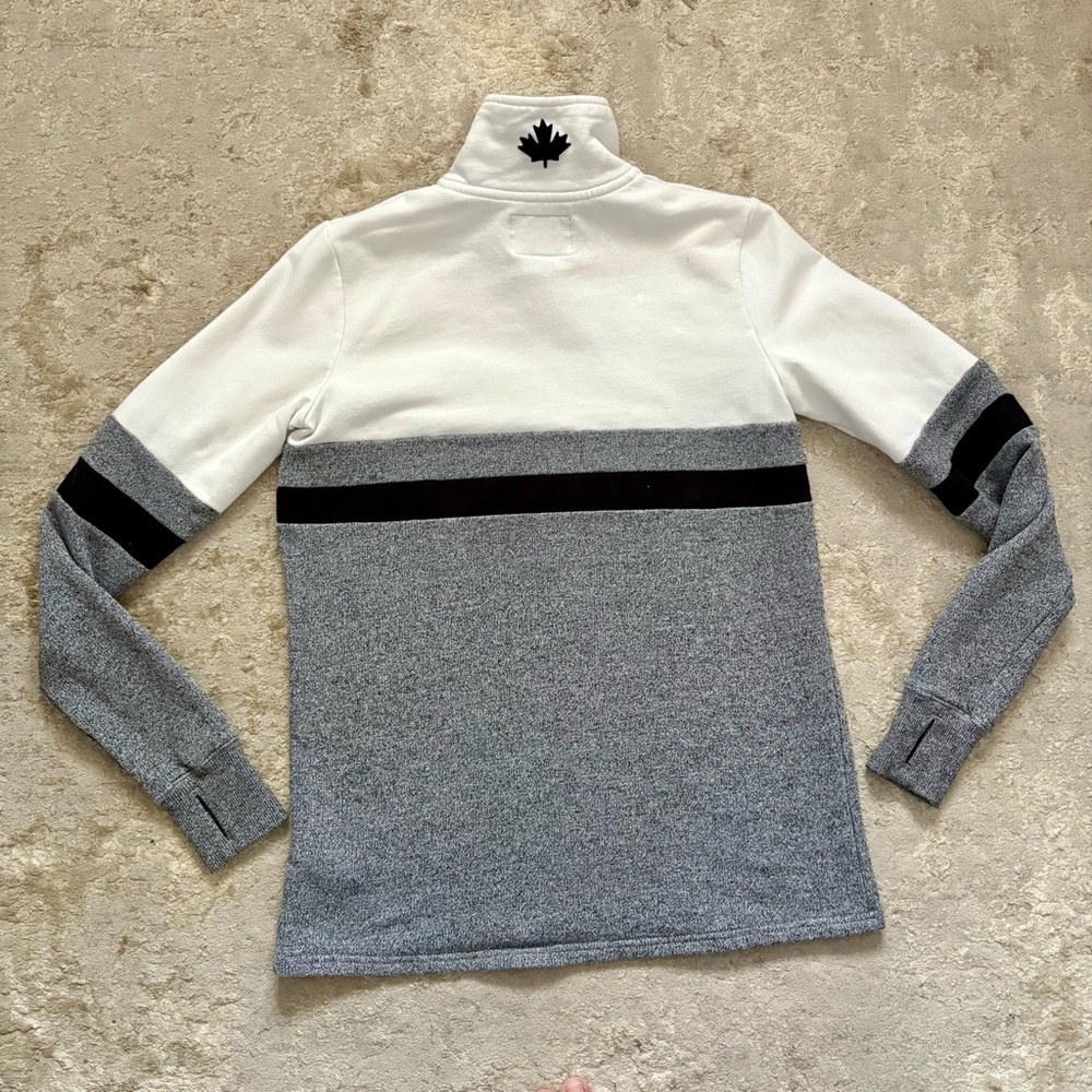Roots Tri-Coloured Half Zip Logo Swearshirt Size Xsmall - Picture 8 of 10